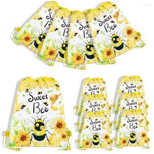 Cadeau cadeau 10pcs dessin animé insecte miel abeille sauvage une fête non-tissé cadeaux sacs bébé douche bonbons emballage sac à dos fournitures d'anniversaire