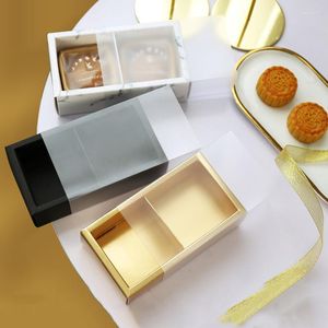 Cadeau cadeau 10pcs tiroir boîte à gâteau avec couvercle biscuits dessert cuisson emballage lune cupcake emballage conteneur de bouffée de jaune d'oeuf