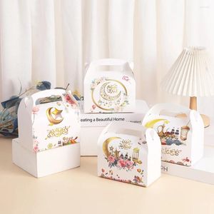 Envoltura de regalo 10pcs Eid Mubarak Box White Portable Paper Holiday Candy Packaging Muslim Ramadan