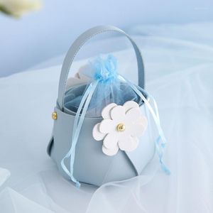 Papel de regalo, 10 Uds., bolsa portátil de cuero con forma de flor para caramelos y Chocolate, suministros creativos para bodas, fiesta de cumpleaños, caja para el Día de San Valentín