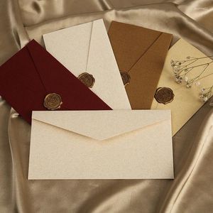 Envoltura de regalo 10 unids / paquete 22 11 cm Sobre de papel de textura de tela para cartas Invitación de boda Mailers