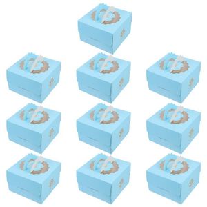 Emballage cadeau 10 pièces boîte à gâteaux en papier avec fenêtre en PVC transparent boîtes stockage de biscuits pour fête d'anniversaire cadeau