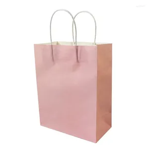 Emballage cadeau 10pcs Sac en papier rose doux avec poignée 27 21 11cm DIY Multifisection Mariage d'anniversaire Party Fashionable Sacs