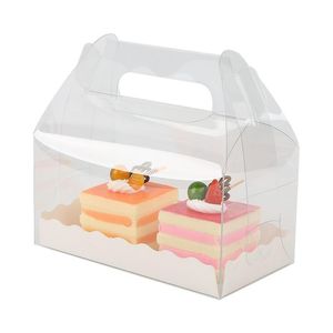Cadeau cadeau 10pcs boîte de gâteau transparente cupcake poignée de crème glacée emballage en plastique alimentaire pour animaux de compagnie pour les fournitures d'anniversaire de mariage bébé douche cadeau