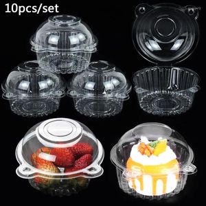 Enveloppe cadeau 10pcs Boîte à gâteau de dessert transparent