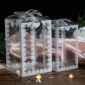 Cadeau cadeau 10pcs transparent PVC boîte d'emballage anniversaire mariage Valentine faveur chocolat gâteau boîtes d'emballage fournitures de fête 231130