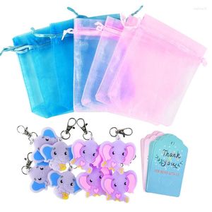 Envoltura de regalo 10set azul rosa género revelado bolsas de dulces con colgante de elefante para bebé colgando para niños shower s ducha
