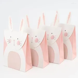 Cadeau cadeau 12pcs Pâques Jour Sacs en papier rose Adorable Candy pour Garden Tea Party Faveurs Décorations Fournitures