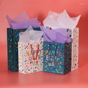 Emballage cadeau 12 pcs/lot sac en papier Kraft avec poignée Cookie bonbons emballage sacs joyeux anniversaire décoration noël bébé douche fournitures