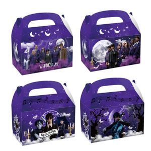 Cadeau cadeau 16 * 9 * 9 cm mercredi Addams boîte-cadeau à thème enfants fête décor bébé douche papier sac de bonbons fille garçon fête d'anniversaire fournitures 230829