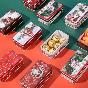 Enveloppe cadeau 1PC Metal Christmas Box Rectangle Tins for Candy Cookies Great Card Emballage pour enfants Fournitures de fête Case de rangement