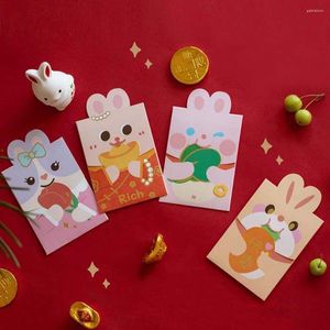 Emballage cadeau 2/6 pièces 2023 année enveloppe rouge Festival du printemps chinois Hongbao Kawaii poche mariage anniversaire sacs d'argent