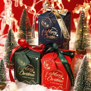 Envoltura de regalo 20 PC / lote Nochebuena Embalaje Caja de color de regalo Exquisito Estampado Luz Cinta de lujo Arco Tarjeta de Navidad Caja de regalo de papel 231214