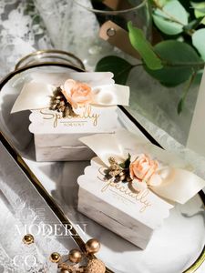 Cadeau cadeau 20pcs 2 taille style occidental boîte de bonbons de mariage individuel ins gris marbre chocolat bébé douche faveurs de fête