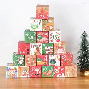 Envoltura de regalo 24 Uds caja de calendario de Adviento de Navidad papel Kraft decoración de galletas de caramelo