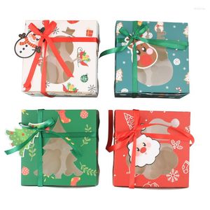 Papier Cadeau 24pcs Boîte à Cupcake Père Noël Arbre de Noël Motif Bonhomme de Neige Y Compris Support Intérieur Accessoires Boîtes à Gâteaux Et Emballage Fête