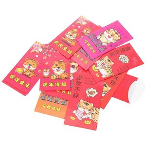 Emballage cadeau 24 pièces exquise fête du printemps enveloppes rouges paquets d'année de dessin animé chinois