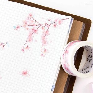 Papel de regalo 2cm 5m 1 Uds flores de cerezo diseño de Sakura cinta adhesiva Washi DIY etiqueta adhesiva para álbum de recortes enmascarar decoración del hogar