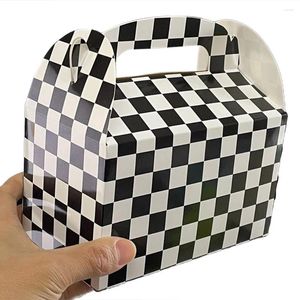 Cadeau cadeau 2pcs boîtes de friandises de course à carreaux boîte en carton noir et blanc bonbons goodies pour enfants thème de voiture de course anniversaire s