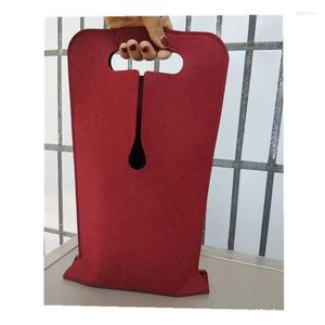 Emballage cadeau 2 pièces de l'année sac en feutre épais de haute qualité vin rouge Portable fête Double bouteille entretoise pochette environnementale