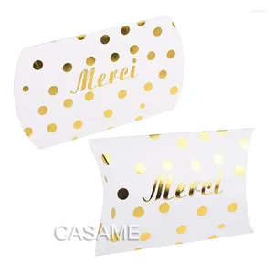 Envoltura de regalo 3 PCS Almohada Dot Stripe Foil Gold Candy Box Craft Cajas de favor de boda Bolsas de fiesta de pastel