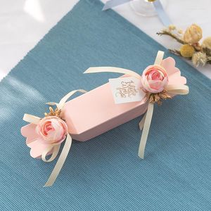 Papel de regalo 30 Uds caja de dulces de boda rosa creativa bolsas de papel de embalaje favores para invitados suministros para fiesta de bienvenida al bebé al por mayor