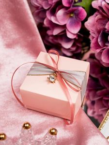 Cadeau cadeau 30pcs boîte rose romantique mariage bonbons papier sac fleur bébé douche emballage chocolat fournitures de fête en gros