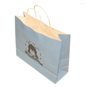 Envoltura de regalo 32x25x11cm logotipo reciclable impreso personalizado bolsas de papel kraft