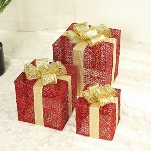 Envoltura de regalo 3 unids Caja de regalo de Navidad Multifunción para niños Amigos Diseño brillante Hierro forjado Artesanía casera Cajas huecas de oro 220922