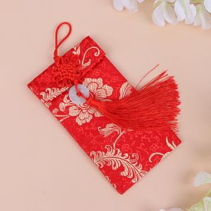 Papel de regalo 3 uds exquisita tela de estilo chino boda bolsa de la suerte dinero año sobres rojos bolsillos (patrón de dragón Phoeni