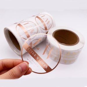 Emballage cadeau 4.5 cm adhésif personnalisé clair or Rose autocollants étiquettes impression rouleau Transparent feuille autocollant Logo