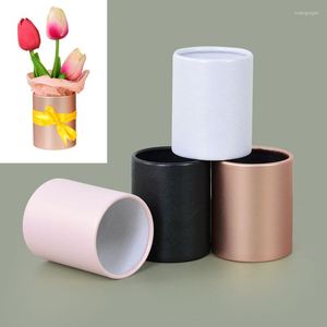 Enveloppe cadeau 4pcs Rose Gold Mini Flower Bo￮tes Paper Round Pot Pot Home Packaging Bo￮te de rangement DIY Bo￮te de mariage D￩coration