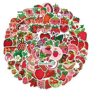 Emballage cadeau 50/100 pièces autocollants fraise mignons pour ordinateurs portables Scrapbook stationnaire autocollant rose Scrapbooking matériel artisanat fournitures