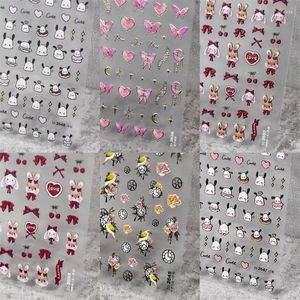 Papier cadeau 50-70 pièces 3D dessin animé autocollants animaux mignons japonais papillon ongles ornements Graffiti bricolage Art décalcomanies pour les enfants