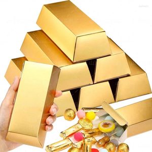 Enveloppe cadeau 500pcs Barres d'or Box Pirate Thème de pirate Golden Foil Treasure Brick Paper Boxes Chocolate Candy Emballage Kids Birthday