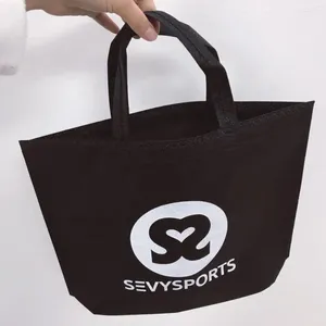 Envoltura de regalo 500pcs/lote logotipo personalizado personalizado supermercado de supermercado promoción de comestibles compras bolsas de tela no tejidas de tela