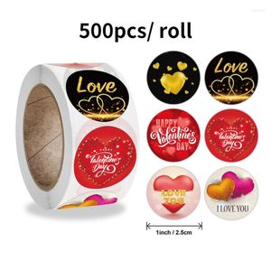 Papel de regalo 500 uds/rollo/1 pulgada pegatina del Día de San Valentín gracias etiquetas de sellado I LOVE con corazón etiqueta de caja de fiesta de boda