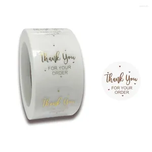 Emballage cadeau 500pcs Merci pour vos autocollants de commande Étiquettes de sceau en feuille d'or Petite boutique