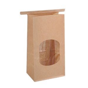 Envoltura de regalo 50 piezas Bolsas de panadería con ventana transparente Sellado Bolsa de papel Kraft a prueba de grasa para alimentos Galletas Café Accesorios de cocina Regalo Regalo Regalo