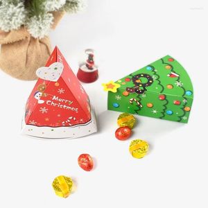 Enveloppe cadeau 50pcs Papier de Noël Green Tree Triangle Box Box Candy Packaging Snowman Bookie Birthday Supplies