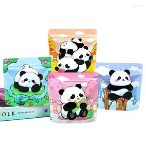 Cadeau cadeau 50pcs mignon panda modèle cookie bonbons sacs à fermeture à glissière en plastique emballage à la main pour enfants anniversaire cadeaux de fête de Noël