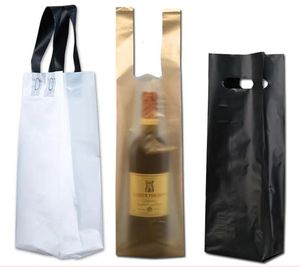 Papel de regalo 50 Uds. Bolsa de asa de vino tinto individual doble dorada, bolsa de plástico impermeable, caja de embalaje de bebida de cerveza, botella de champán 230625