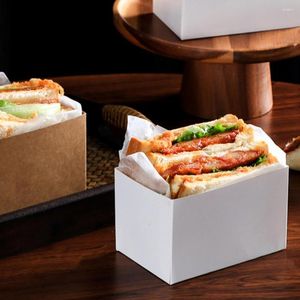 Emballage cadeau 50 pièces Sandwich utile boîte à emporter papier recyclable antiadhésif savoureux beignet toast tenant un plateau à pain