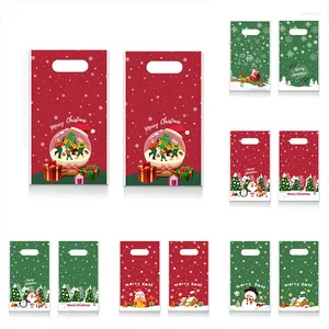 Envoltura de regalo 50 piezas/lote 14x23cm bolso de plástico de Navidad bonita pulsera de dulces bolsos de joyas bolsos de Navidad lindos con mangos