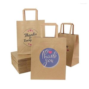 Emballage cadeau 5pc sacs fourre-tout en papier Kraft merci Business Shopper pour l'emballage avec poignée bonbons Cookie anniversaire fournitures de fête de mariage
