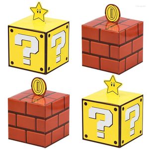 República de regalo 5pcs Gold Coin Brick Box Props Juego de dulces Tema de cumpleaños Empaca para niños suministros de baby shower