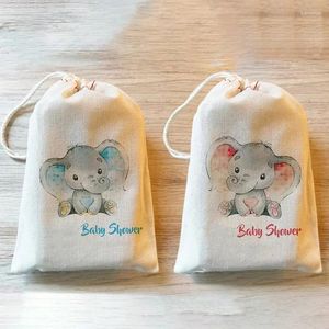 Envoltura de regalo 5pcs bolsas de caramelo azul rosa niña elefante temática o niño baby shower mesa decoración de la mesa de la mesa del invitado del favor de bienvenido