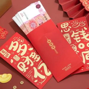 Envoltura de regalo 6 unids/set lindo dragón año sobre rojo engrosado dibujos animados suerte bolsillo tarjeta blanca paquete enchufable chino