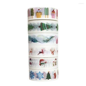 Papel de regalo 6 rollos Navidad vacaciones Washi Tape DIY Scrapbooking papel adhesivo