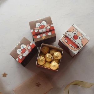 Envoltura de regalo 8.5 8.5cm 10pcs Navidad Santa Claus Elk Laugh Happily Box de papel Candy Candy Sweet Chocolate Party Party